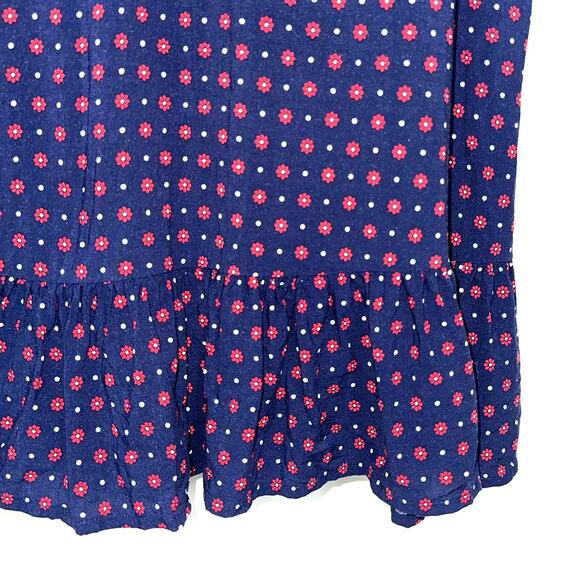 Draper James Printed Popover Tie Dress in Nassau Navy Blue Red Floral Polka Dot - Picture 8 of 16